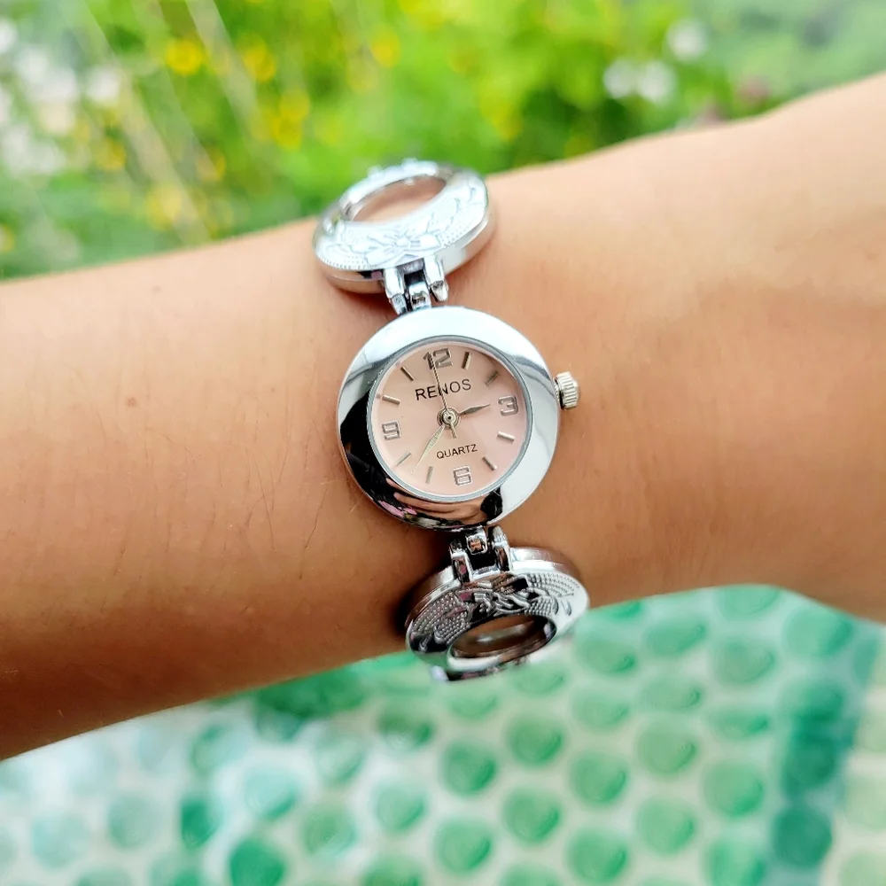 Classic Renos Quartz Silver & Pink Watch